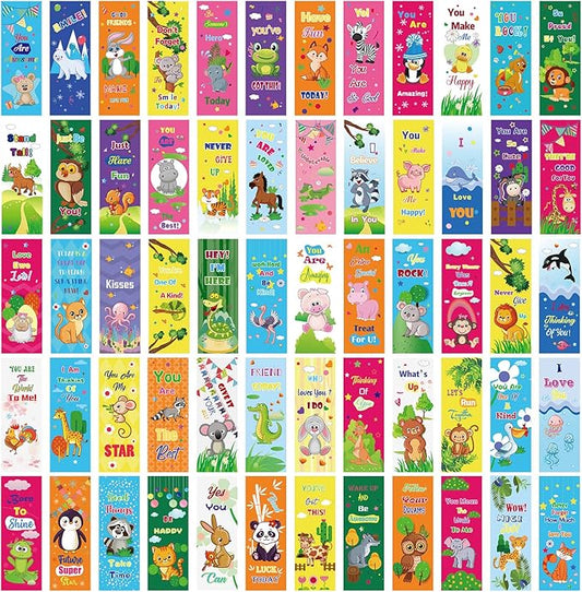 120 Pieces Bookmarks for Kids Set Book Marks Gifts for Kids Inspirational Motivational Paper Bookmark Pack for Book Lovers Adults Teacher Women Funny Reading Gift (Cartoon Animal)