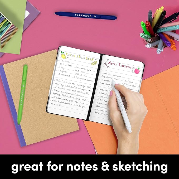 PAPERAGE Lined Pocket Journal Notebook, 3 Pack, (Coral, White, Sky Blue), 160 Pages, Small, 3.6 inches x 5.6 inches - 100 GSM Thick Paper, Hardcover