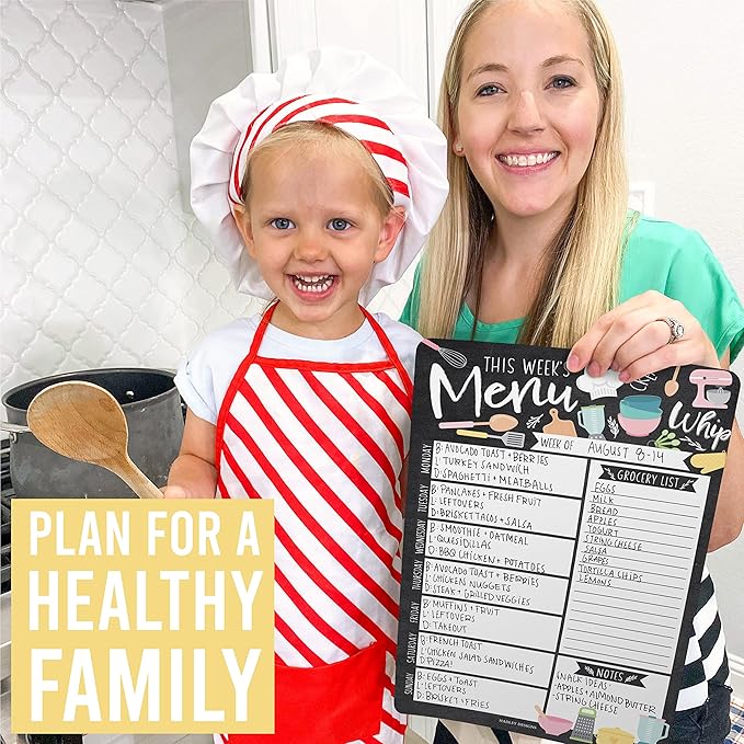 Doodle Magnetic Weekly Meal Planner Dry Erase Board for Refrigerator - Magnetic Meal Planner for Refrigerator Dry Erase, Weekly Dinner Menu Board for Kitchen Conversion Chart Magnet, Grocery List…