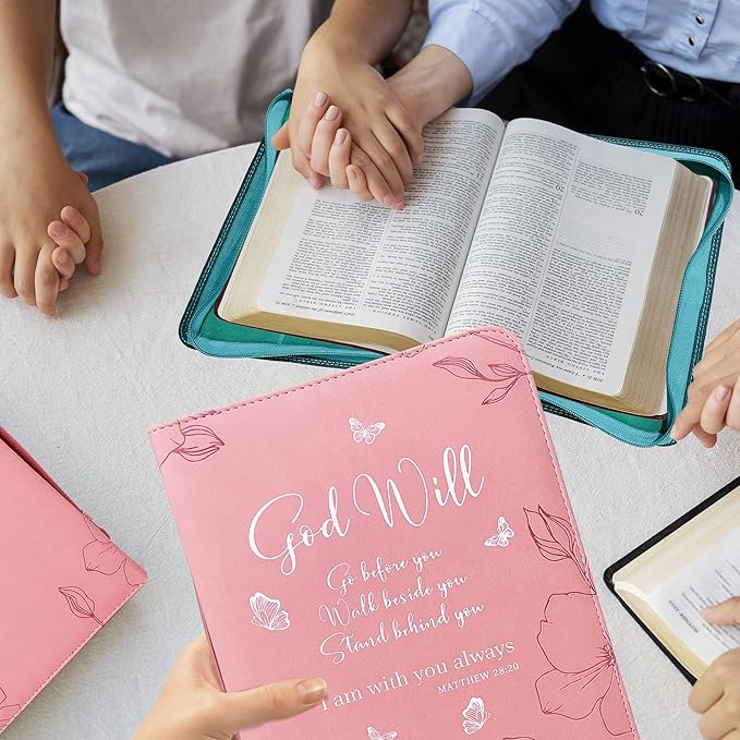 DEHITE Briefcase for Women – Leather Carrying Bag Large Size – | Fits Book 7 x 10.1 x 1.9 in | Pen Slots | Zippered Pocket | Premium Faux Leather | – Pink Christian Gifts Accessory