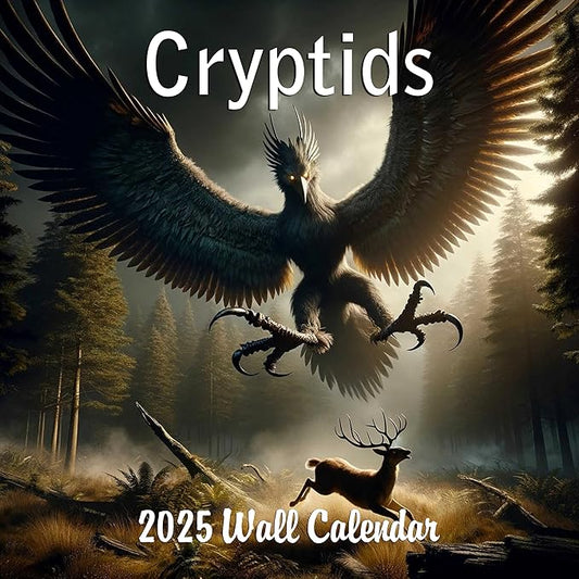 2025 Cryptids Monthly Wall Calendar - Illustrations of Bigfoot, Loch Ness Monster and Other Cryptids | 12" x 24" | Thick Sturdy Paper | Cryptozoology Calendar 2024-2025