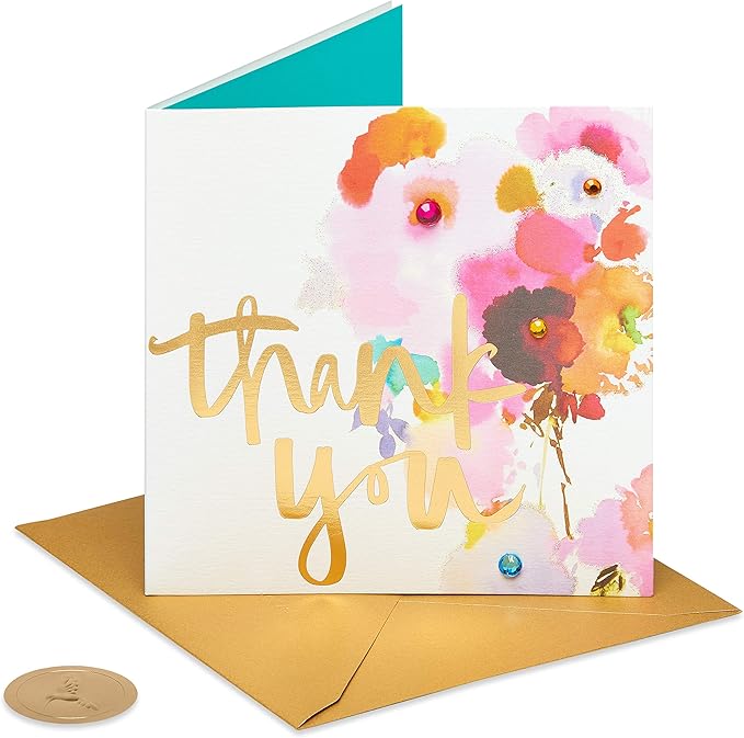 Papyrus Blank Thank You Card (Watercolor Flower)