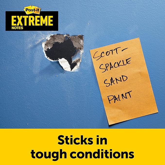 Post-it Extreme XL Notes, Works Outdoors, Works in 0-120 Degrees Fahrenheit, 100X The Holding Power, Orange, Yellow, Green, 25 Sheets per Pad, 9 Pads/Pack (EXT456-9CT)