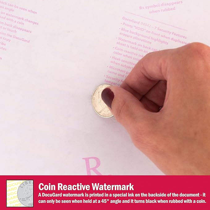 DocuGard Advanced Medical Security Paper for Printing Prescriptions and Preventing Fraud, CMS Approved, 7 Security Features, Laser and Inkjet Safe, Green, 8.5 x 11, 24 lb., 2500 Sheets (04542C)