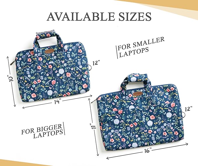 Maison d'Hermine Laptop Bag upto 15.6 inch Stain and water repellent Cotton canvas - Just Florals
