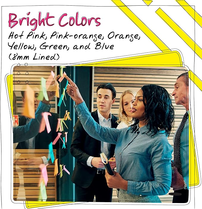 Better Office Products Lined Sticky Notes, 4 x 6, 10 Pack, 500 Sheets (50/Pad), Self Stick Notes with Lines, 6 Bright Assorted Colors, Post Memos, Strong Adhesive, 10 Pads