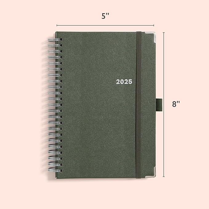Blue Sky 2025 Weekly and Monthly Planner Calendar, January 2025 - December 2025, 5" x 8", Hardcover, Laminated Tabs, Wirebound, Storage Pocket, Slate Gray (Slate Gray- 2025, 5" x 8")