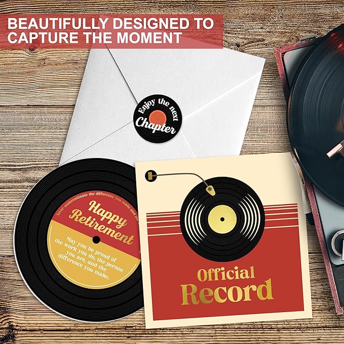 Happy Retirement Card, Best Retirement Gift 2025 For Woman or Man, Retiring Congratulation Card For Boss Friends Teacher, Officially Retired Vinyl, Coworker Leaving Card (Gold Foil), Farewell Gifts