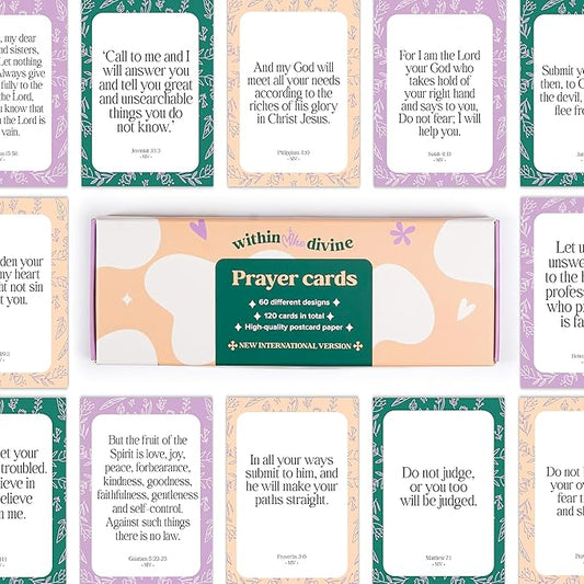 Premium Prayer Cards, 120 Mini Scripture Cards with Bible Verses, Inspirational Religious Christian Gifts for Women & Men