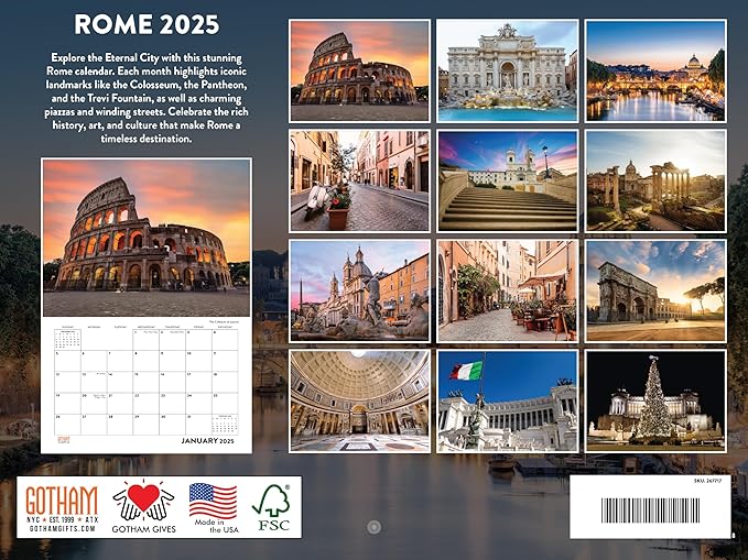Rome Italy Calendar 2025 Monthly Wall