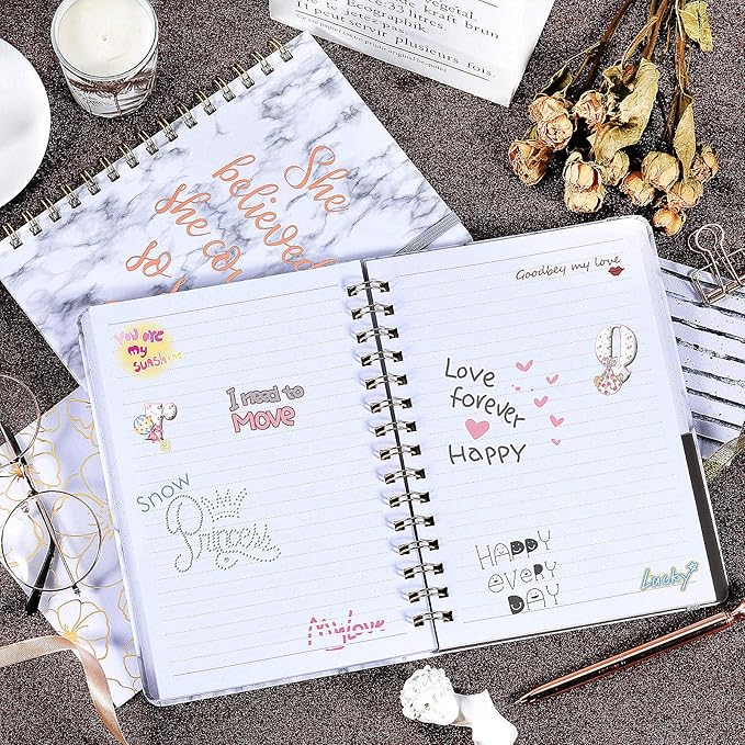 Frasukis Ruled Notebook/Journal - Spiral Notebook with Premium Thick Paper, 8.5" X 6.4", College Ruled Spiral Notebook, Waterproof Hardcover, Perfect for Daily