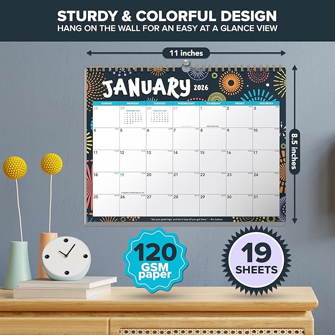 Decorably 18 Months Landscape 2025 Wall Calendar 2025 Jan 2025-June 2026, 11.5x8in 2025 Calendar Wall, Calendar 2025 Wall Calendar 2025-2026 Calendar, Small Calendar 2025 Small Wall Calendar