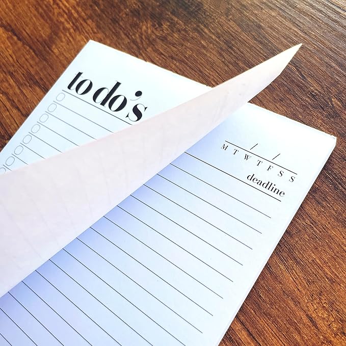 To Do List Notepad - 2 Pack, A5 Size (8.3"x5.8") Premium Thick Paper With Cardboard Back Support, Undated Daily Planner Notepad, Daily To Do List Notebook, Ruled Pages, Checkboxes, Deadline Column.