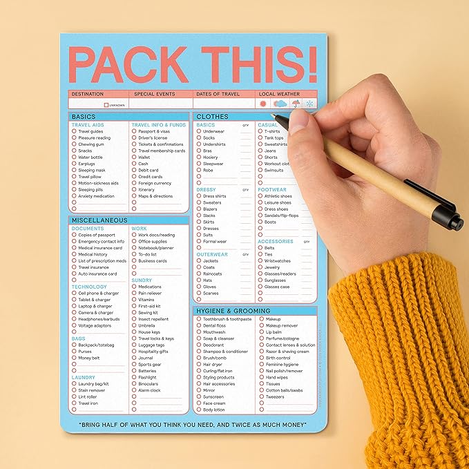 Knock Knock Pack This Pad (Pastel Version) - Packing List Pad & Travel Accessories, 6 x 9-inches