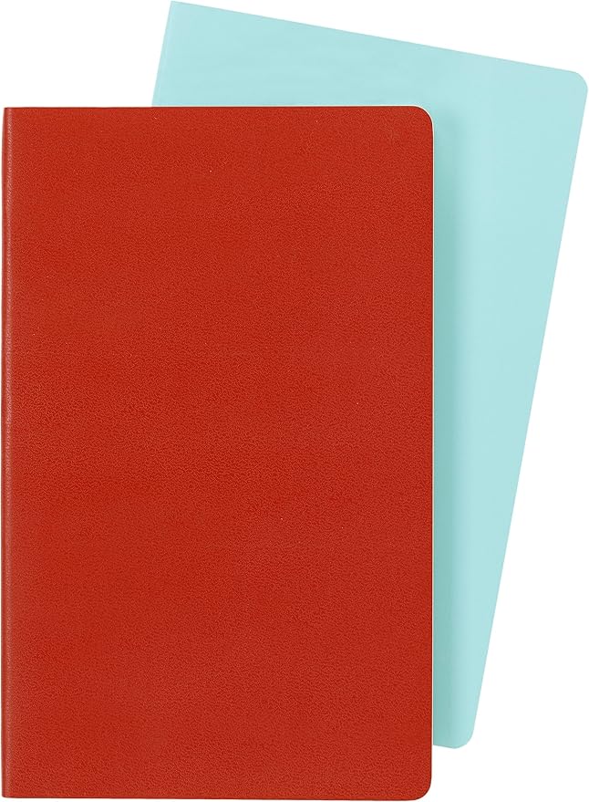 Moleskine Volant Journal, Soft Cover, Large (5" x 8.25") Ruled/Lined, Coral Orange/Aqua Blue, 96 Pages (Set of 2)