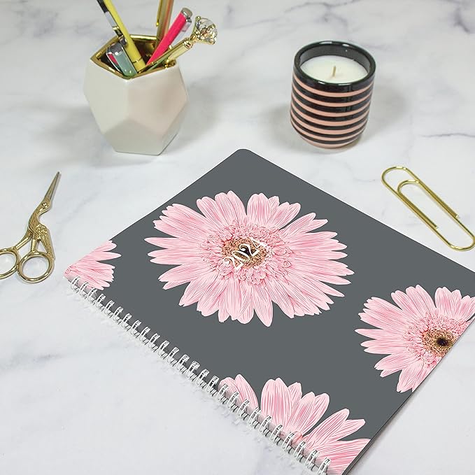 Brownline 2024 Pink Essential Monthly Planner, 14 Months, December 2023 to January 2025, Twin-Wire Binding, 8.875" x 7.125", Pink Daisy Design (CB1200G.05-24)