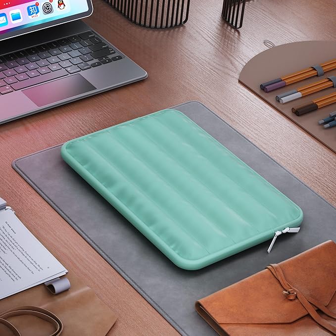 LS-M Puffy 15-16 Inch Laptop Sleeve Case for Women Men Cute Carrying Cover Compatible with MacBook Pro 15" 16", Latitude 7640, 15.6" 15b Protective Portable Case (Mint Green, 15-16inch)