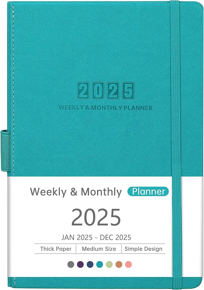 Artfan 2025 Planner - 2025 Planner Weekly and Monthly Planner, Jan. 2025 - Dec. 2025, Leather Planner 2025, 5.75" x 8.25" - Green
