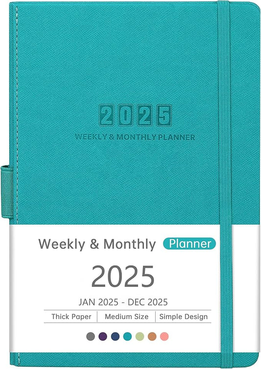 Artfan 2025 Planner - 2025 Planner Weekly and Monthly Planner, Jan. 2025 - Dec. 2025, Leather Planner 2025, 5.75" x 8.25" - Green