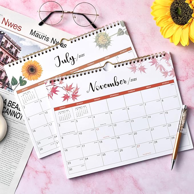2025 Calendar - 2025 Wall Calendar, Jan. 2025 - Dec. 2025, 11" x 8.5", Small 12 Monthly Calendar 2025 with Thick Paper and Julian Date