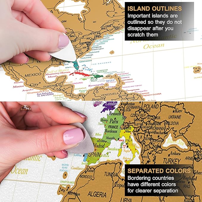 InnovativeMap Premium Scratch Off World Map Poster - Deluxe Scratch Off Map of the World with All Country Flags - Wall Art Travel Gift - Includes Accessories, 17 x 24 Inches - Black and Gold Edition