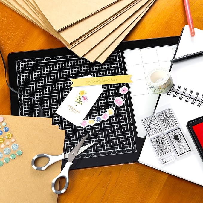 Cardstock 12 x 12 Paper Pack - 65lb Smooth Card Stock for Crafts, Cardmaking, Art Projects - 50 Square Scrapbook Sheets - Double Sided with Solid Core, Kraft