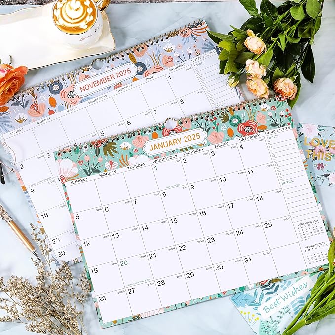 2025 Wall Calendar - Wall Calendar 2025, Jan. 2025 to Jun. 2026, 14.8" x 11.4" Monthly Wall Calendar with Julian Date, Calendar 2025 with Thick Paper