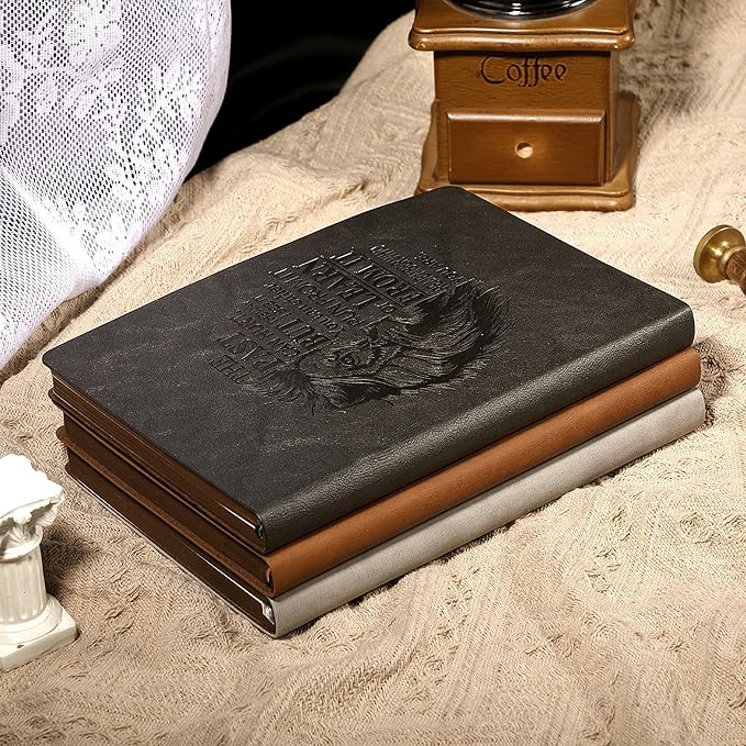 Leather Journal for Men Soft Cover 256 Pages Lined Journals for Writing A5 Lion Journaling Notebooks Vintage Inspirational Diary, 5.7" x 8.3", Black