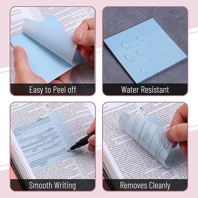 Mr. Pen- Transparent Sticky Notes, 3”x3”, Dreamy Pastel, 12 Pads, 600 Sheets, See Through Sticky Notes, Bulk Sticky Notes Transparent, Translucent Sticky Notes, Clear Transparent Sticky Notes Clear