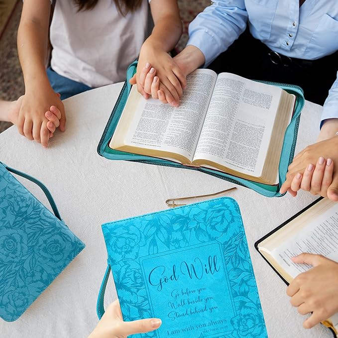 DEHITE Briefcase for Women – Leather Bible Carrying Bag Large Size – | Fits Book 7 x 10.1 x 1.9 IN | Pen Slots | Zippered Pocket | Premium Faux Leather – Green Bible Accessories Gifts