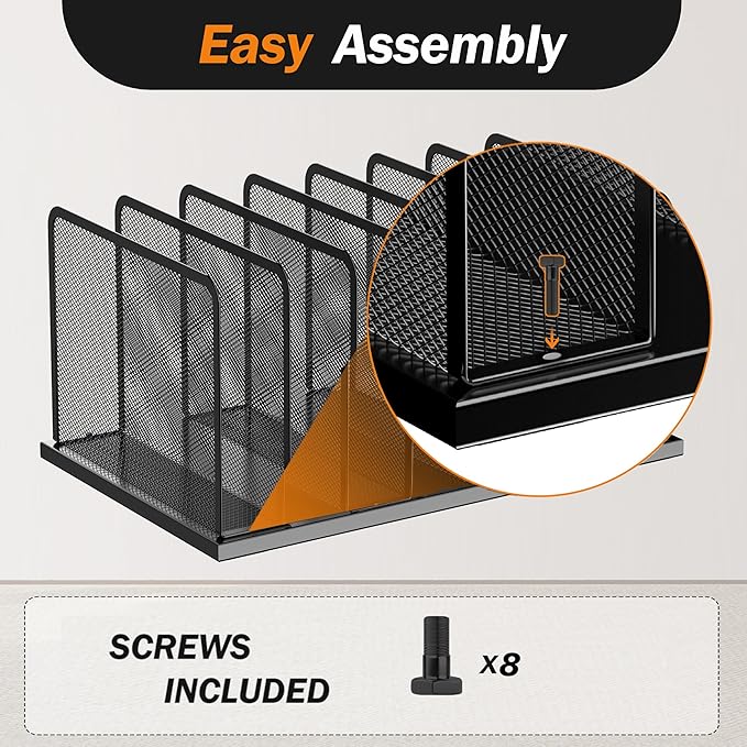 Kuntine.B Desk File Organizer 7 Upright Mesh Desktop Organizer File Sorter Office Organization File Holder for Home, Office & Classroom