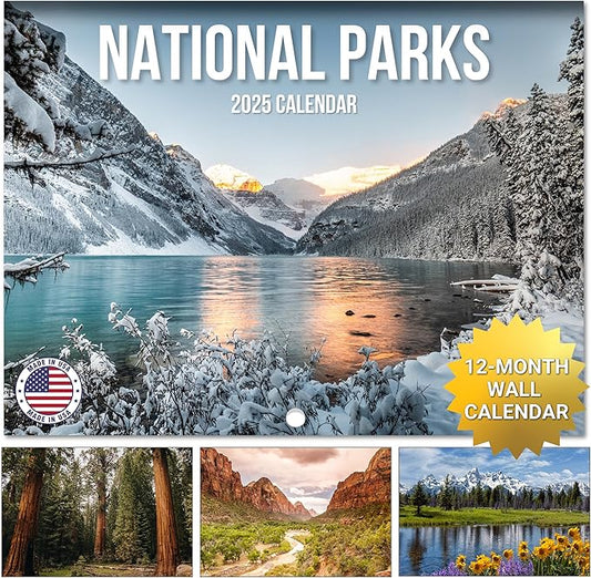 National Parks Calendar 2025 | 12" x 18" (Opened) 2025 for Easy Appointment Tracking & Scheduling | Home & Office Organization | Stunning Nature Photography of Iconic National Parks | Ideal for Outdoor Enthusiasts | 2025 Calendar Wall