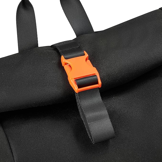 Jeep JS016D Rolltop Travel Backpack, Black, 17" Laptop