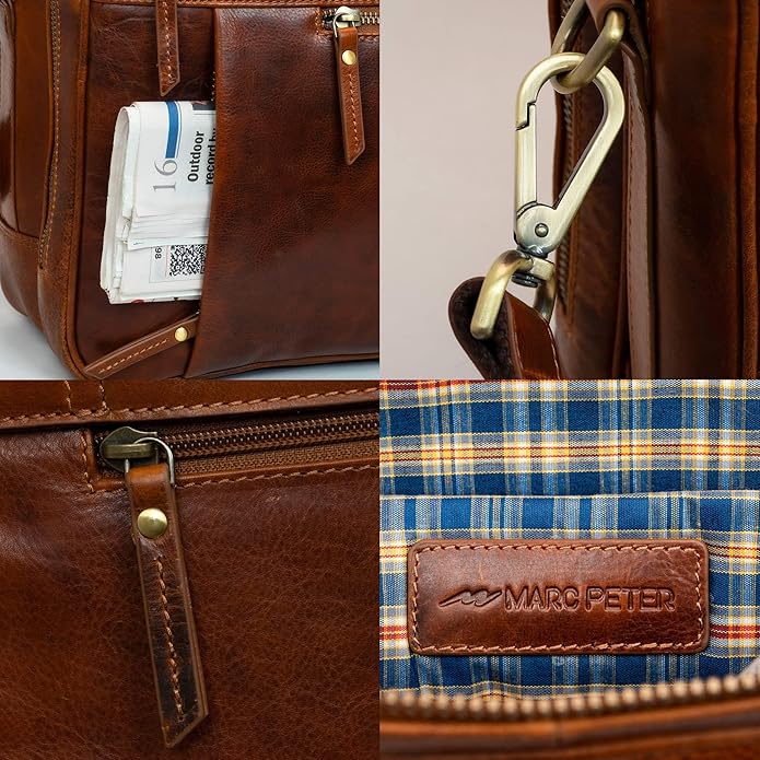 Marc Peter Laptop Bag Los Angeles I Leather Shoulder bag for 15.6 inch Laptop I Briefcase for men and women