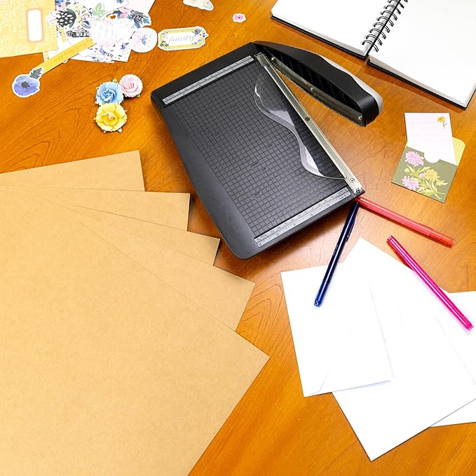 Cardstock 8.5 x 11 Paper Pack - 65lb Smooth Card Stock for Crafts, Cardmaking, Printers - 100 Scrapbook Sheets - Double Sided with Solid Core, Kraft