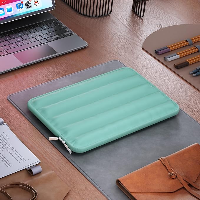 LS-M Puffy 13-14 Inch Laptop Sleeve Case for Women Men Cute Carrying Cover Compatible with MacBook Air M2, MacBook Pro 14 Protective Portable Case (Mint Green, 13-14inch)