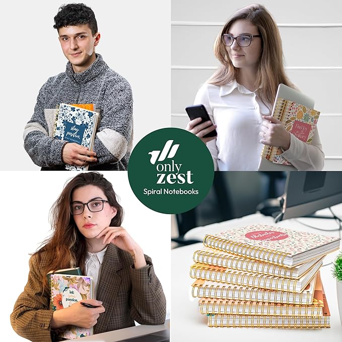 Hardcover Spiral Journal, 10.25" x 7.25", 300-Page Large College-Ruled Notebook for Women, Ideal for Writing, Journaling, Note-Taking, Work, School