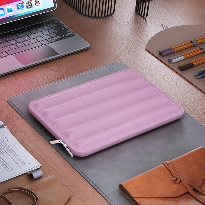 LS-M Puffy 13-14 Inch Laptop Sleeve Case for Women Men Cute Carrying Cover Compatible with MacBook Air M2, MacBook Pro 14 Protective Portable Case (Pink, 13-14inch)