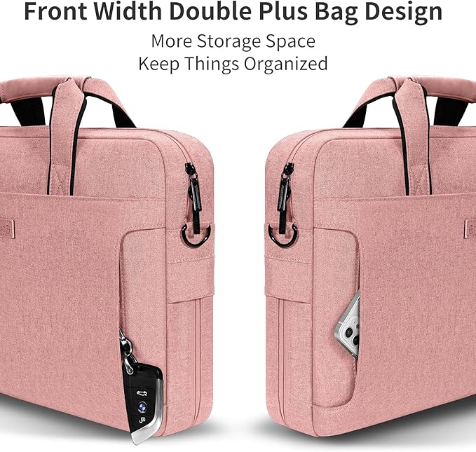 Laptop Shoulder Bag, 13-13.3-14-15-15.4-15.6-16-17.3-18 Inch Laptop/Tablet, Water-Repellent Fabric, Business for Men Women (15-16 inch, Pink)