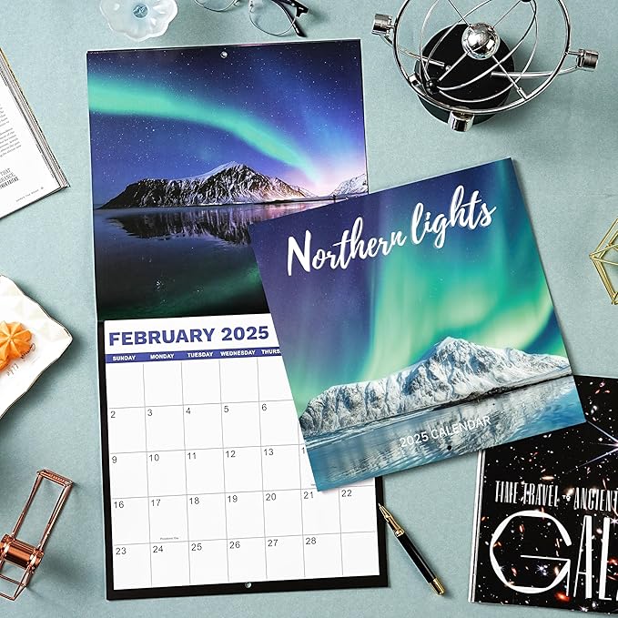 2025 Wall Calendar -2025 Calendar from Jan. 2025- Dec. 2025, Aurora Calendar 2025, 2025 Wall Calendar 12 Month with Thick & Sturdy Paper, 12" x 24" Opened, Christmas Gifts