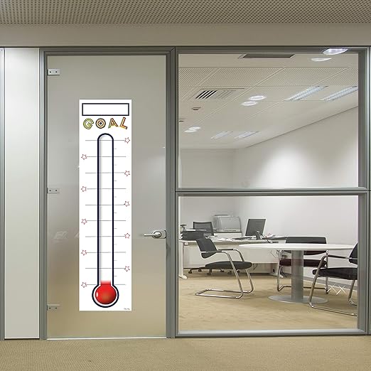 Goal Thermometer Chart Goal Tracker - 48"x12" Adhesive Dry Erase Fundraising Thermometer Sticker