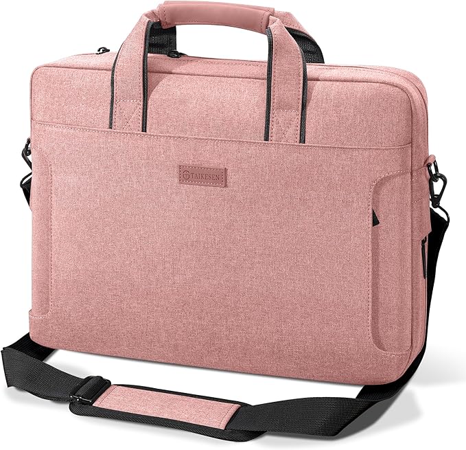 Laptop Shoulder Bag, 13-13.3-14-15-15.4-15.6-16-17.3-18 Inch Laptop/Tablet, Water-Repellent Fabric, Business for Men Women (15-16 inch, Pink)
