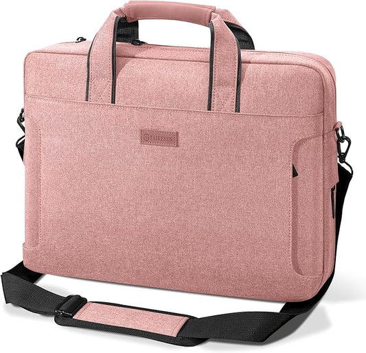 Laptop Shoulder Bag, 13-13.3-14-15-15.4-15.6-16-17.3-18 Inch Laptop/Tablet, Water-Repellent Fabric, Business for Men Women (15-16 inch, Pink)