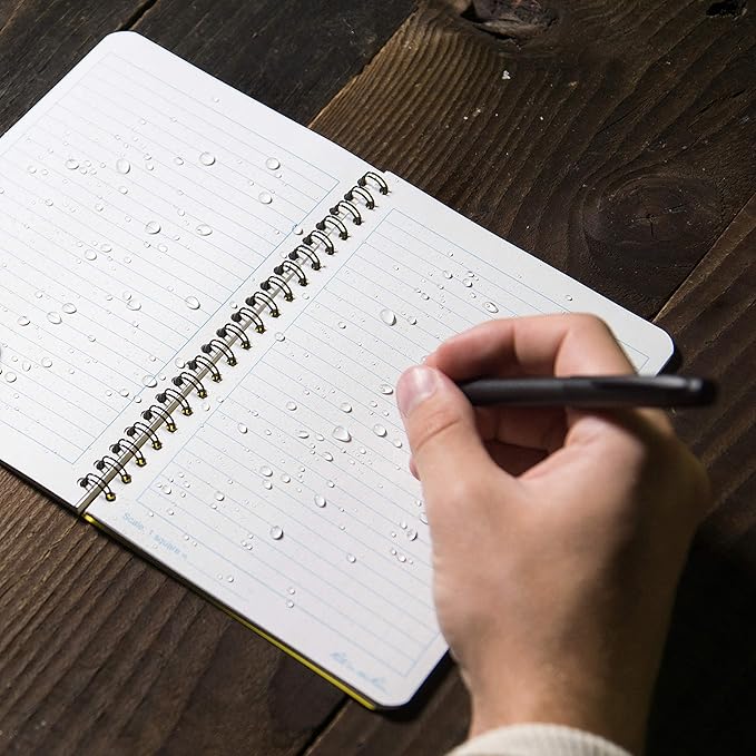 Rite in the Rain Weatherproof Side Spiral Notebook, 4.625" x 7", Yellow Cover, Universal Pattern, 3 Pack (No. 373L3)