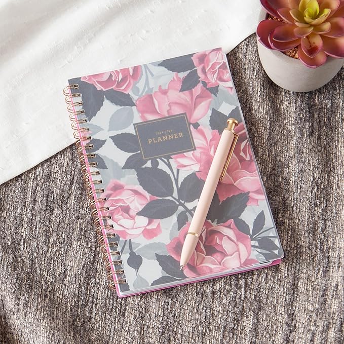 Blue Sky 2024-2025 Academic Year Weekly and Monthly Planner, July 2024 – June 2025, 5" x 8", Frosted Flexible Cover, Wirebound, Roosevelt Pink (150151)