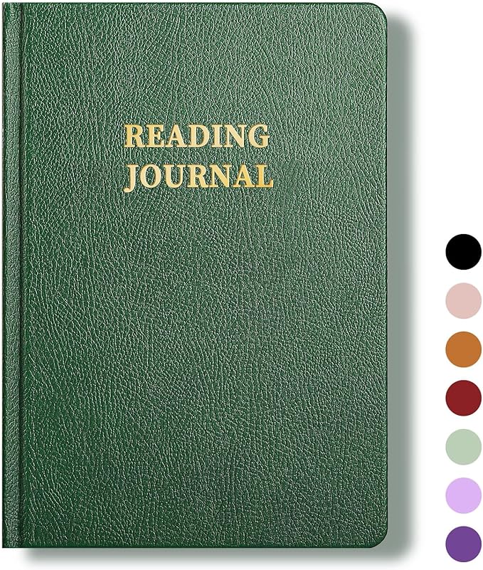 Reading Journal Book Lovers Gifts Hardcover Leather Readers Log Track Reading with 65 Book Reviews, 5.8”x8.3”, DarkGreen
