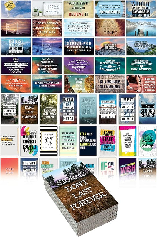 Better Office Products Motivation Inspiration Affirmation Cards, 120 Pack, 2 Each of 60 Unique Assorted Designs, Encouragement Card Deck, 2" x 3.5" (Business Card Size)