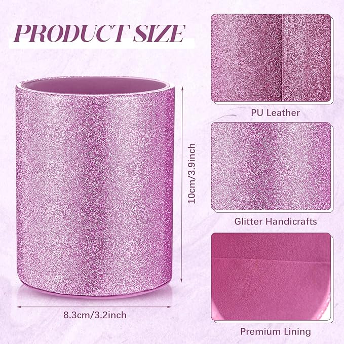 Sabary 8 Pcs Ballpoint Pens with Pen Holder for Desk Glitter Crystal Diamond Fancy Pencil Holder Bling Desk Organizer Cute Office Supplies for Women Girls Valentines Birthday Gifts(Purple)