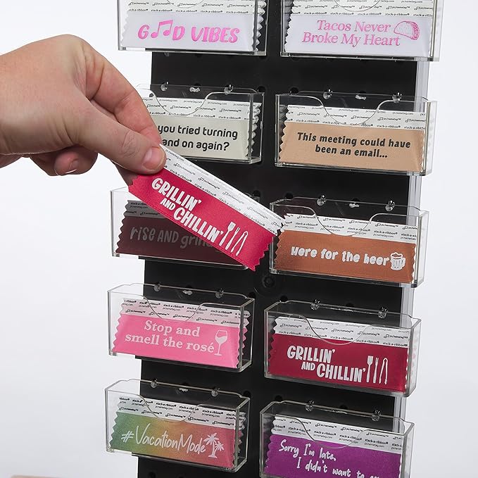 Icebreaker Corporate Badge Ribbons with Adhesive, 4" x 1-5/8" 100pk (10 Titles, 10 per Title), Satin Ribbon