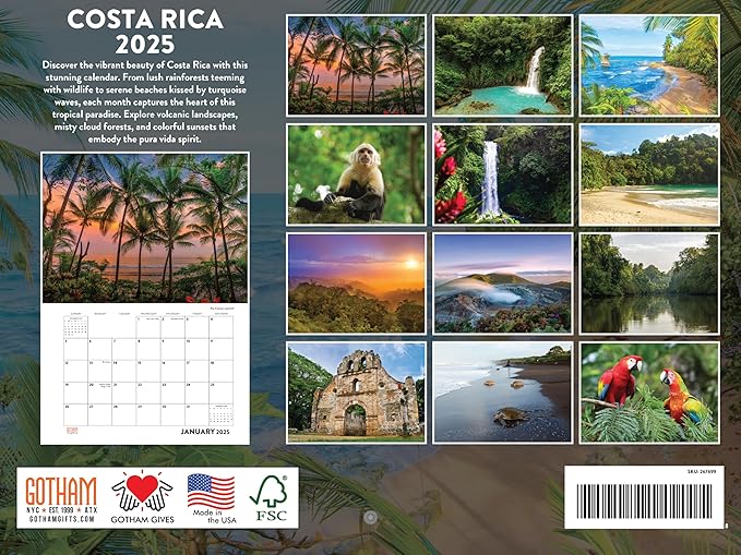 Costa Rica Calendar 2025 Monthly Wall